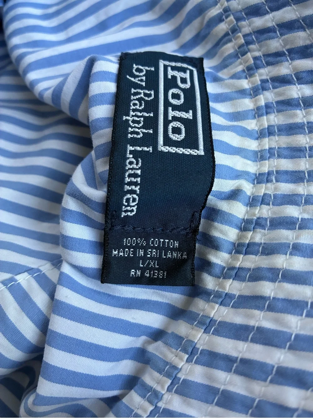 Ralph Lauren Bucket Hat Large / XL Gingham Print Blue and Orange Polo